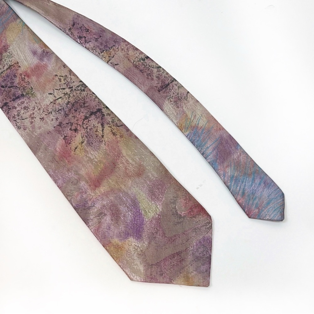 Vintage Oscar de la Renta Studio Men’s Watercolor Necktie Tie Pastel Abstract - Picture 7 of 11